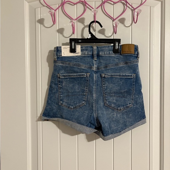 American Eagle Outfitters Light Blue Ripped Jean Shorts - Picture 2 of 5